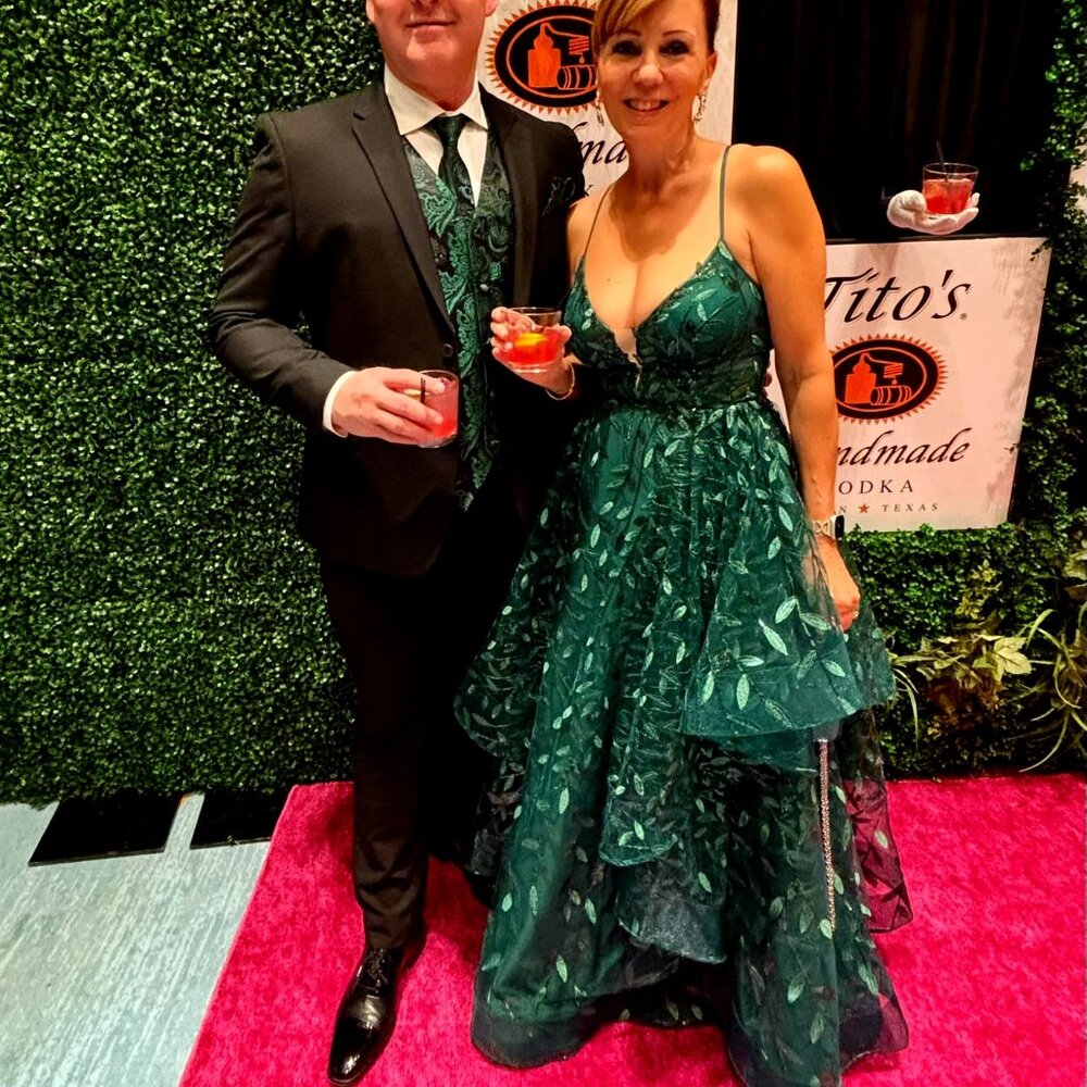 Princess V-Neck Floor-Length Green Floral Gala/Prom Dress With Sequins